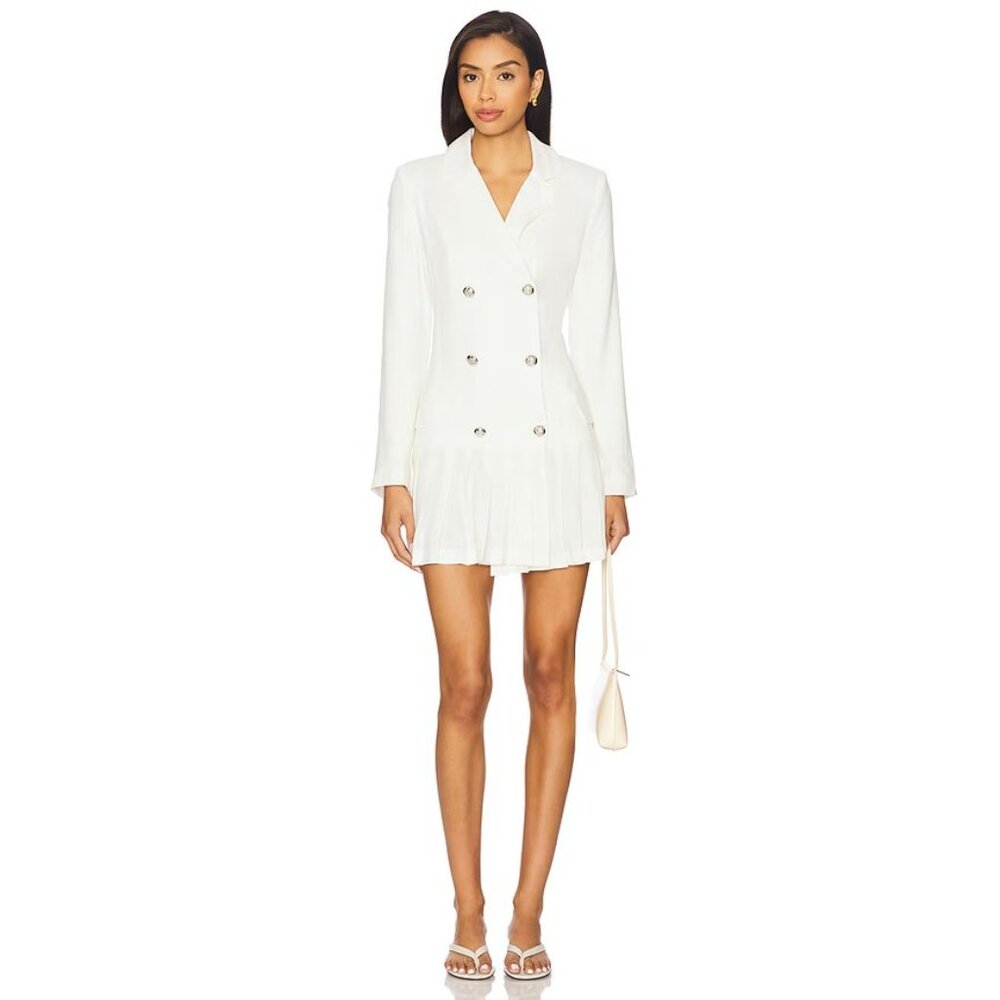 Maude Club Lynn Dress in White Long Sleeve